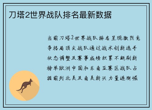 刀塔2世界战队排名最新数据